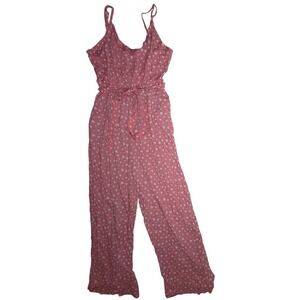 Alfredine by Bailey's Blossoms Pink Heart Print‎ Spaghetti Strap Jumpsuit